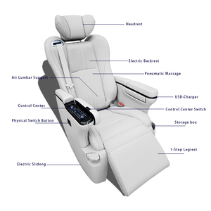 Asiento de cuero para coche, calefacción de ventilación, masaje, VIP, de lujo, para tunear, para caravana, Minibus, autocaravana - Product Image 6
