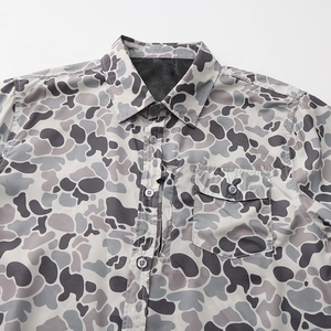 Grs UPF50 tùy chỉnh in ngụy trang thăng hoa Mens nút xuống Áo Sơ Mi Ngắn Tay Áo vịt Camo XXL quá khổ săn bắn Áo sơ mi - Product Image 5