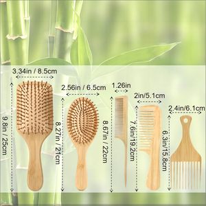 Ensemble de brosses à cheveux et de peignes en bambou élégant Cadeau parfait pour les amateurs de soins capillaires - Product Image 5