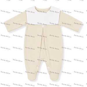 Tutina Neonato Personalizzata 100% Cotone con Colletto alla Marinara, Pagliaccetto a Maniche Lunghe per Neonato, Tutina Intera per Neonato - Product Image 3
