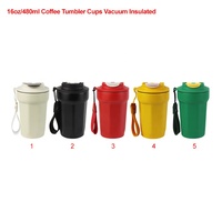 Cadeau d'entreprise personnalisable, gobelets à café réutilisables de 16 oz (480 ml), tasses à café, gobelets isothermes avec couvercles rabattables et corde de transport pour les fêtes