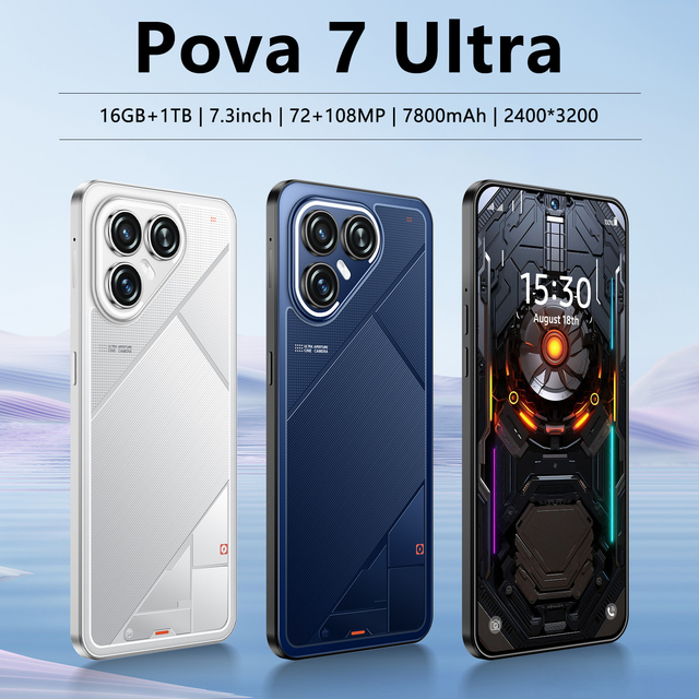 Unlocked Phone Hot-selling Pova 7 Ultra Deca Core 7.3" AMOLED 120Hz 108MP Camera 16GB+1TB 6800mAh 5G Cellphone Dual SIM Card Gaming Smartphone