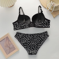 Ensemble soutien-gorge et culotte deux pièces sexy et tendance, respirant, push-up, à armatures, bonnet 3/4, antibactérien, bretelles réglables, motif imprimé