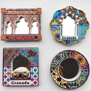 Imán de nevera con espejo de mosaico de la Alhambra de Granada, España, recuerdo turístico de resina 3D, adhesivo magnético con patrón de <span class=keywords><strong>azulejos</strong></span> andalusios - Product Image 1