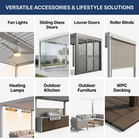 Pergola à lames orientables en aluminium personnalisée, motorisée, avec toit étanche, pour terrasse extérieure, jardin, cour arrière, directement de l'usine