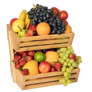 Double Layer Bamboo Fruit Storage Rack For Kitchen And Living Room Multifunctional <b>Standing</b> Type Food Organizer - Product Image 1