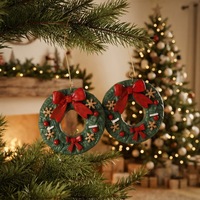 Couronne de Noël artisanale en cire de soja, bougie décorative, coffret cadeau, idéale pour la décoration de table de Noël, les fêtes, les fêtes de fin d'année et les cadeaux de pendaison de crémaillère