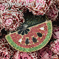 Métal Plaqué Argent Strass Pastèque Forme pour Cristal Zircon Support Palestine Charme Broche Pin Badge Palestinien