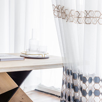 Nouvelle fantaisie turque moderne blanc marine transparent brodé rideaux de maison prêts à l'emploi pour la chambre