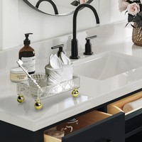 Nampan Akrilik untuk Kamar Mandi dengan Kaki Terangkat, Organizer Meja Rias untuk Penyimpanan Perawatan Kulit dan Kosmetik
