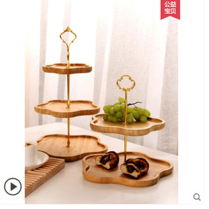 Bandeja de frutas de varios niveles de madera, bandeja de aperitivos de 3 capas para fiestas de té y uso en hoteles - Product Image 4