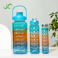 3-In-1 Transparante Gradiënt Sportwaterbeker Set Grote Capaciteit Fruit Infuser Waterfles Voor Draagbaar En Kampvriendelijk