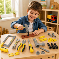Juego de Herramientas de Juguete para Niños, Kit de Taller con Martillo, Alicates, Llave Inglesa, Destornillador, Sierra, Tuercas y Tornillos