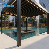 Pergola moderne de luxe en aluminium Sweet Home, toit à lamelles bioclimatiques motorisé, auvent extérieur imperméable, éclairage LED