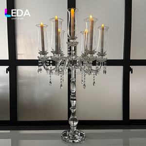 LEDA Chandelier en cristal transparent de haute qualité pour mariage et maison, centre de table, prismes suspendus, porte-bougie en cristal pour événements à domicile - Product Image 6
