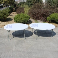 Vente directe d'usine Table pliante en plastique blanc Table peu encombrante Table ronde de pique-nique