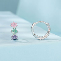 Bijoux en argent sterling S925 Ensemble de boucles d'oreilles à fleurs colorées populaires