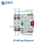 Interrupteur de transfert automatique double alimentation ATS à double puissance électrique ouvert 63A 2P rail DIN