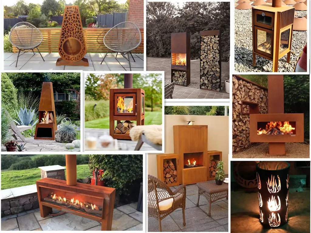 corten steel outdoor freestanding wood burning fireplace wood burning stoves fire pit bio fuel fireplace