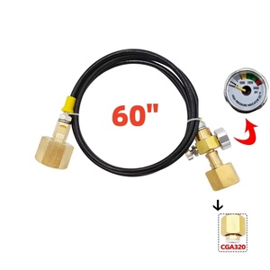 Estación de Recarga de Cilindros de CO2 Sodastream, Adaptador de Carga con Manguera Negra de 1.5m, Válvula de Purga, Manómetro de Presión de 3000 PSI - Product Image 1