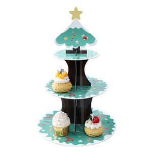 Supporto monouso per Dessert a tema natalizio supporto per Cupcake in cartone a 3 livelli supporto per Dessert carta rotonda per pasticceria a torre - Product Image 3