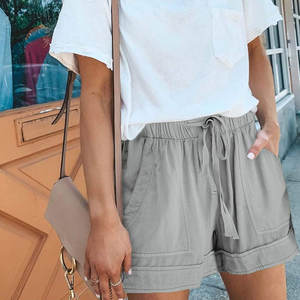 Shorts Deportivos Holgados con Cordón en la Cintura y Bolsillos, Tela Suave y Transpirable, Shorts para Mujer en Venta, MOQ Bajo - Product Image 5