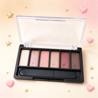 Palette cosmétique vide noire carrée à 6 compartiments, durable et peu encombrante, pour emballage de fards à paupières et blush en marque privée