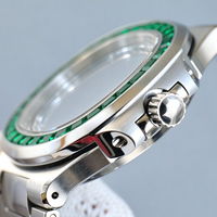 Hochwertige Herren Automatik-Mechanikuhr Quadratisch mit Smaragd-Einlage Edelstahlgehäuse Business Casual Uhr