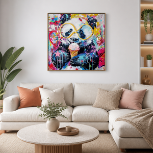 Impression sur toile de <span class=keywords><strong>panda</strong></span> graffiti peint à la main, style pop art, affiche animale pour la décoration murale moderne de la maison ou du bureau - Product Image 1