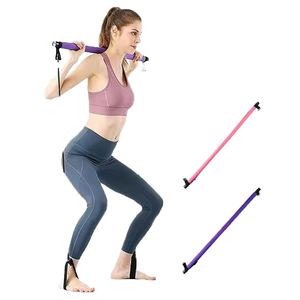 Équipement de sport à domicile, barre de yoga et de pilates réglable et portable avec bande de résistance élastique - Product Image 1