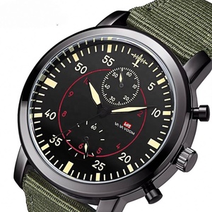 Montre à quartz élégante pour homme OEM ODM avec bracelet en nylon vert, petits cadrans décoratifs, montre-bracelet décontractée pour le sport et les activités de plein air - Product Image 5