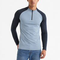 Haut de performance pour homme à manches longues, ajusté, avec quart de zip contrastant, respirant et extensible, pour l'entraînement, la gym et la course, conception OEM personnalisée
