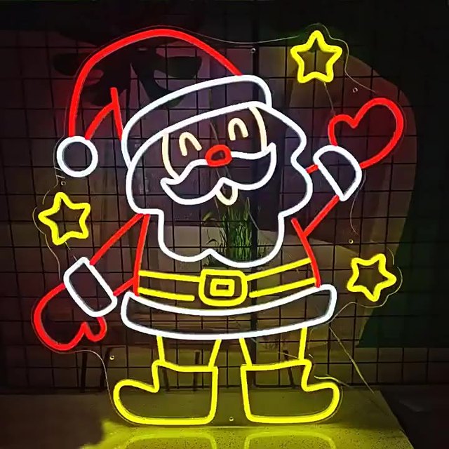 Custom Neon Merry Christmas Neon Sign Light Sign Wall Decorations with Star Light for Bedroom Party Christmas Party Decorations
