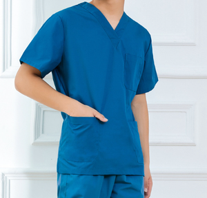 ชุดสครับแขนสั้นสีเขียวเข้มผ้าฝ้ายแท้สำหรับแพทย์พยาบาลชุดกันเชื้อ - Product Image 4