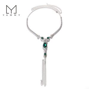 Venta caliente gota de agua verde diamante ropa interior cadena Sexy Rhinestone cuerpo cadena moda accesorio cuerpo cadena - Product Image 6