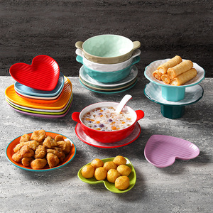 Vaisselle spéciale de la boutique de desserts Xiangyuan Meimei : Assiettes imitation porcelaine pour frites, assiettes pour snacks frits, smoothies glacés - Product Image 1