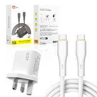 45W UK Plug Fast 2-Port USB Type C Wall Charger PD Power Adapter pour iPhone pour Samsung Laptop pour iPhone Chargement Android