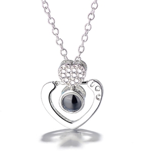 100 idioma <span class=keywords><strong>te</strong></span> amo COLLAR COLGANTE de corazón de plata esterlina collar de joyas - Product Image 1