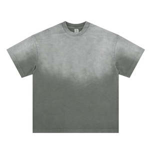 Camisetas de Algodón para Hombre, Verano, 300g, Alta Calidad, Estampado Degradado Informal, Cuello Redondo, Manga Corta, Camisetas Personalizadas, Proveedor - Product Image 3