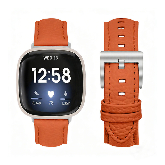 Genuine Leather Band Compatible with Fitbit Sense/Fitbit Versa 3 Bands Unisex, Replacement Wristbands Slim Strap Accessories