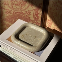 Plateau de rangement multifonctionnel carré en marbre naturel blanc de Carrare Stonekocc, à bordure bombée, à un seul niveau, facile à nettoyer