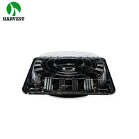 Plateau de service carré noir personnalisé, grand, jetable, en plastique, à 6 compartiments, pour sushi, fête