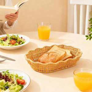 ตะกร้าผลไม้หวายรูปไข่ ขนาดกลาง ถาดเก็บของรักษ์โลก สำหรับขนมปัง ของว่าง ตกแต่งบ้าน ห้องครัว ห้องนั่งเล่น - Product Image 3