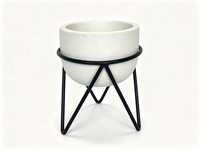 Pot de plante en ciment nordique avec support en métal noir, pot de plante succulente minimaliste pour la décoration de la maison, du bureau ou du rebord de fenêtre