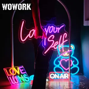 2024 WOWORK dropshipping no MOQ RGB custom acrylic clear gift neon light sign box display decor for play game bedroom