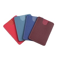 Dompet penyimpan kartu kulit sapi ramping untuk kartu ID kulit asli dompet penyimpan kartu Bank dompet tekstur lembut hadiah promosi Logo kustom