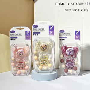 Sucette pour bébé en silicone de qualité supérieure, essentiels pour les bébés allaités au sein, sucette 2 pièces, chaîne pour 0-6 mois - Product Image 2