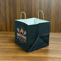 Emballage alimentaire jetable en papier noir de luxe pour la restauration rapide, poulet frit, burger, frites, boîte d'emballage avec gobelet pour sauce