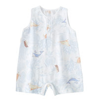 Combinaison sans manches pour bébé fille, style gilet, en gaze de bambou et coton ultra-fine, col rond, pour l'été