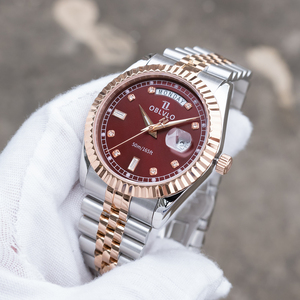 Jam Tangan Pria OBLVLO Luxury RX-VJ Dua Warna 40mm Kristal Safir Day Quartz Sport Multifungsi <span class=keywords><strong>Analog</strong></span> Tanggal Bercahaya - Product Image 1
